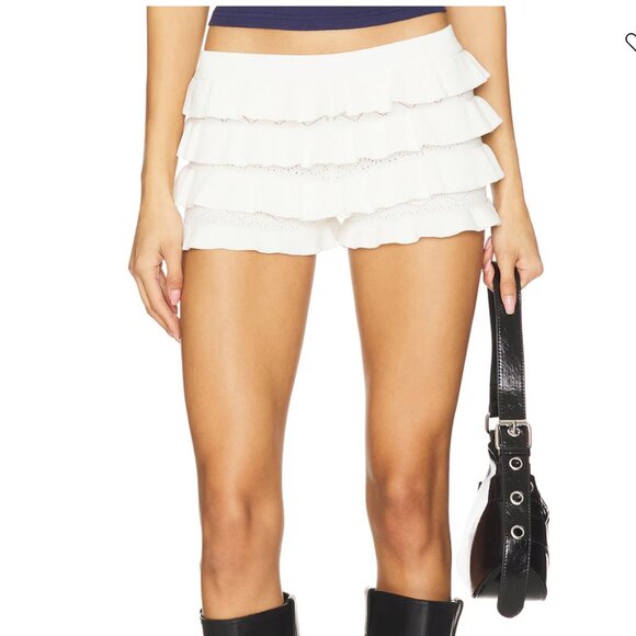 More To Come Pants - MORE TO COME REVOLVE White Ruffle Emila Short Size M
